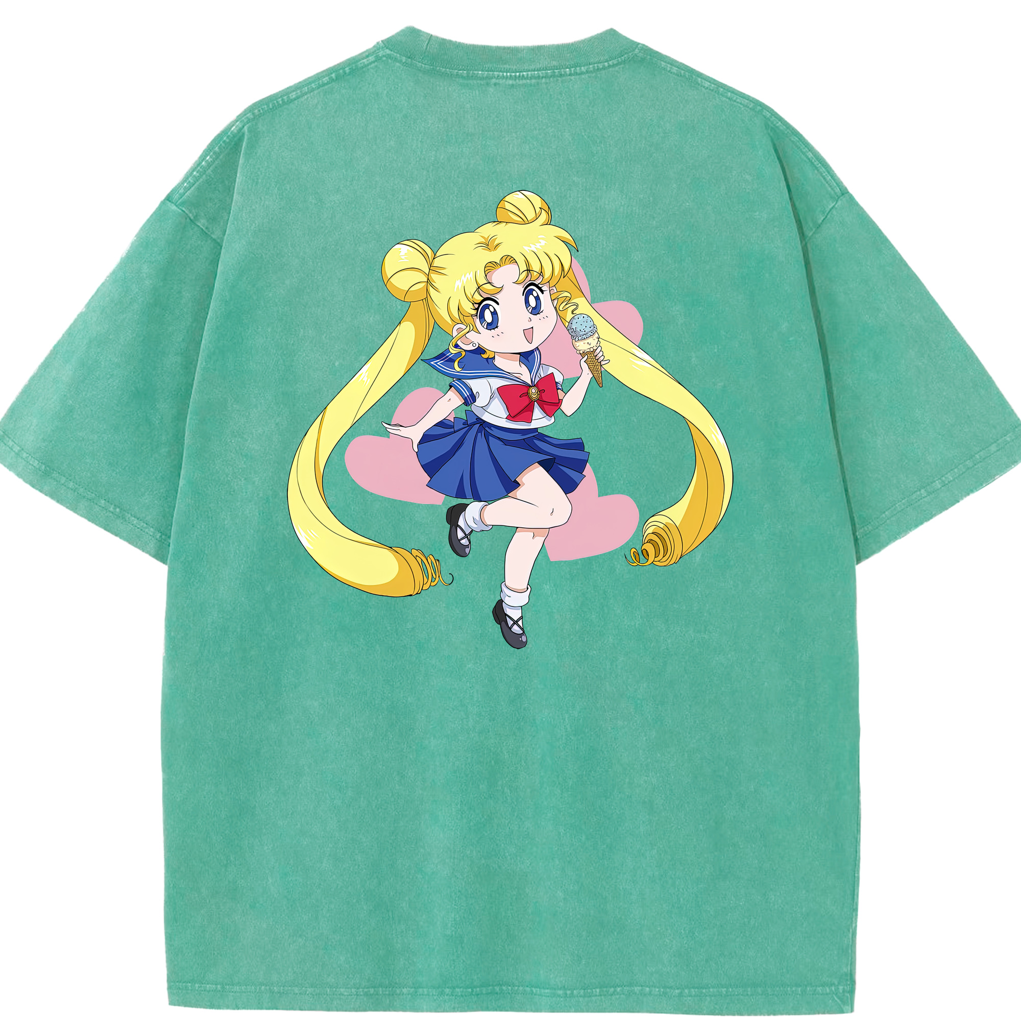 （画像用） 美少女戦士セーラームーン 愛野 美奈子 あいの みなこ Sailor Moon Aino Minako 綿100% ヴィンテージ風 半袖Tシャツ（背面プリント）